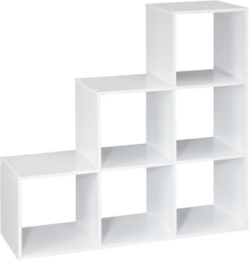 ClosetMaid Cubeicals 3-2-1 Cube Storage Shelf Organizer Bookshelf, 3 Tier, Steps, Corner Unit, Easy Assembly, Wood