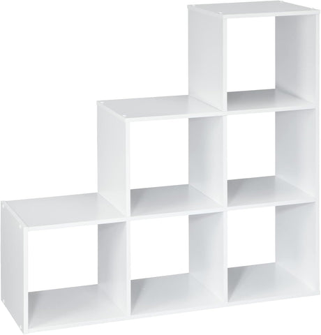 ClosetMaid Cubeicals 3-2-1 Cube Storage Shelf Organizer Bookshelf, 3 Tier, Steps, Corner Unit, Easy Assembly, Wood