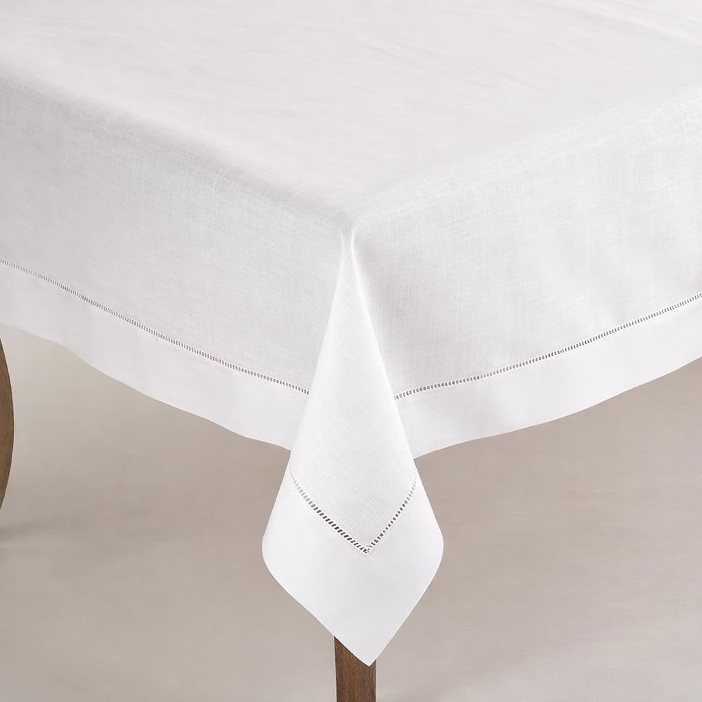 Rochester Collection Contemporary Hemstitched Polyester 90 x 90 Inch Table Cloth for Dining Table, B