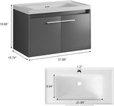 4ever2buy 31" Floating Bathroom Vanity with Sink, Modern Black Bathroom Vanity with LED Light