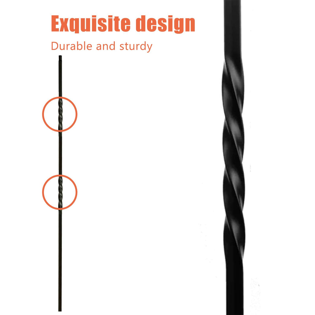 15 Pcs Wrought Iron Balusters, Hollow Double Twist Iron Balusters
