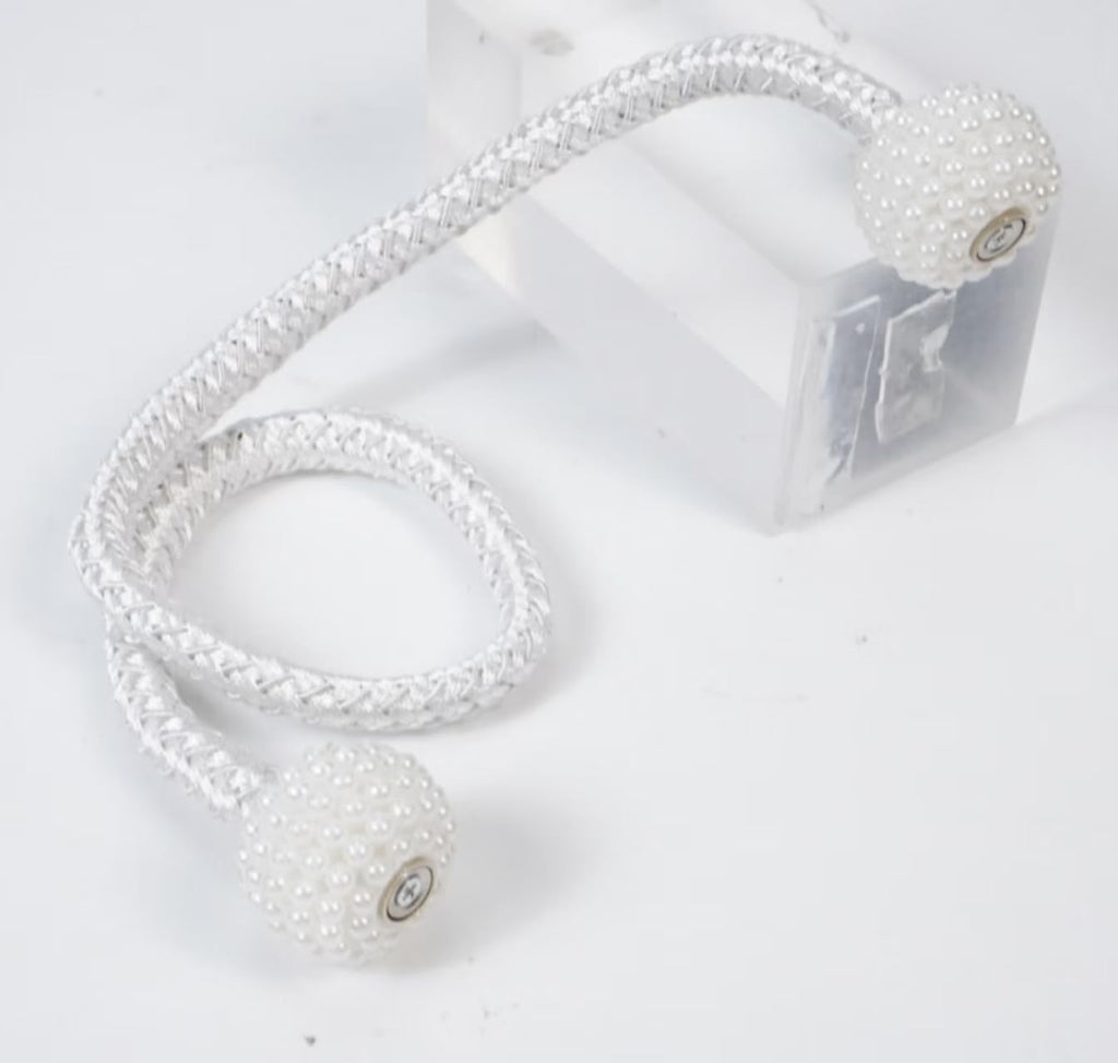 Magnetic Curtain Tiebacks,Decorative Curtain Tiebacks Buckles Holdbacks Bedroom Office Curtain Decor (White) - 6 Pack