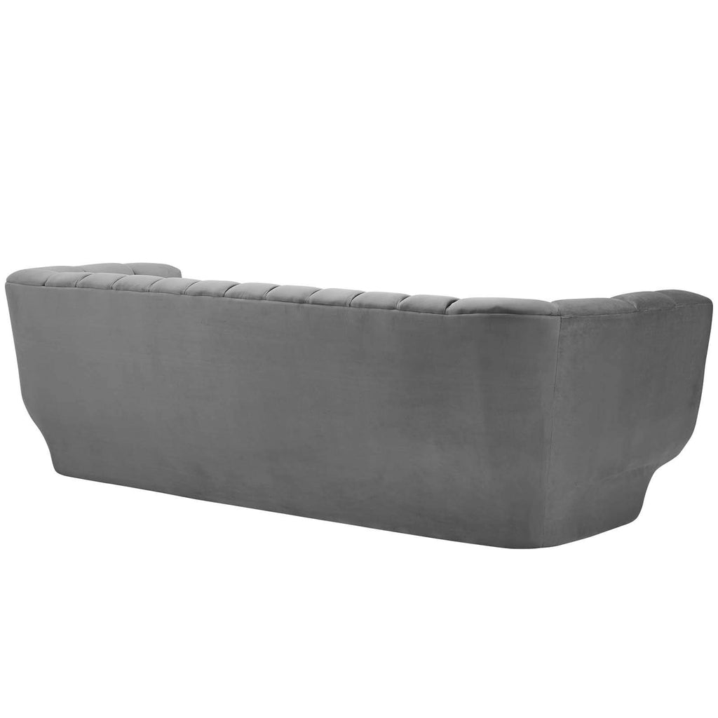 Sofa Entertain Vertical Channel Tufted Performance Couch in Gray
