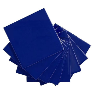 Classic 6x6 Glossy Cobalt Blue Ceramic Wall Tile - Box of 8 Pieces (2 Sq Ft) Backsplash, Bathroom Wall, Shower &