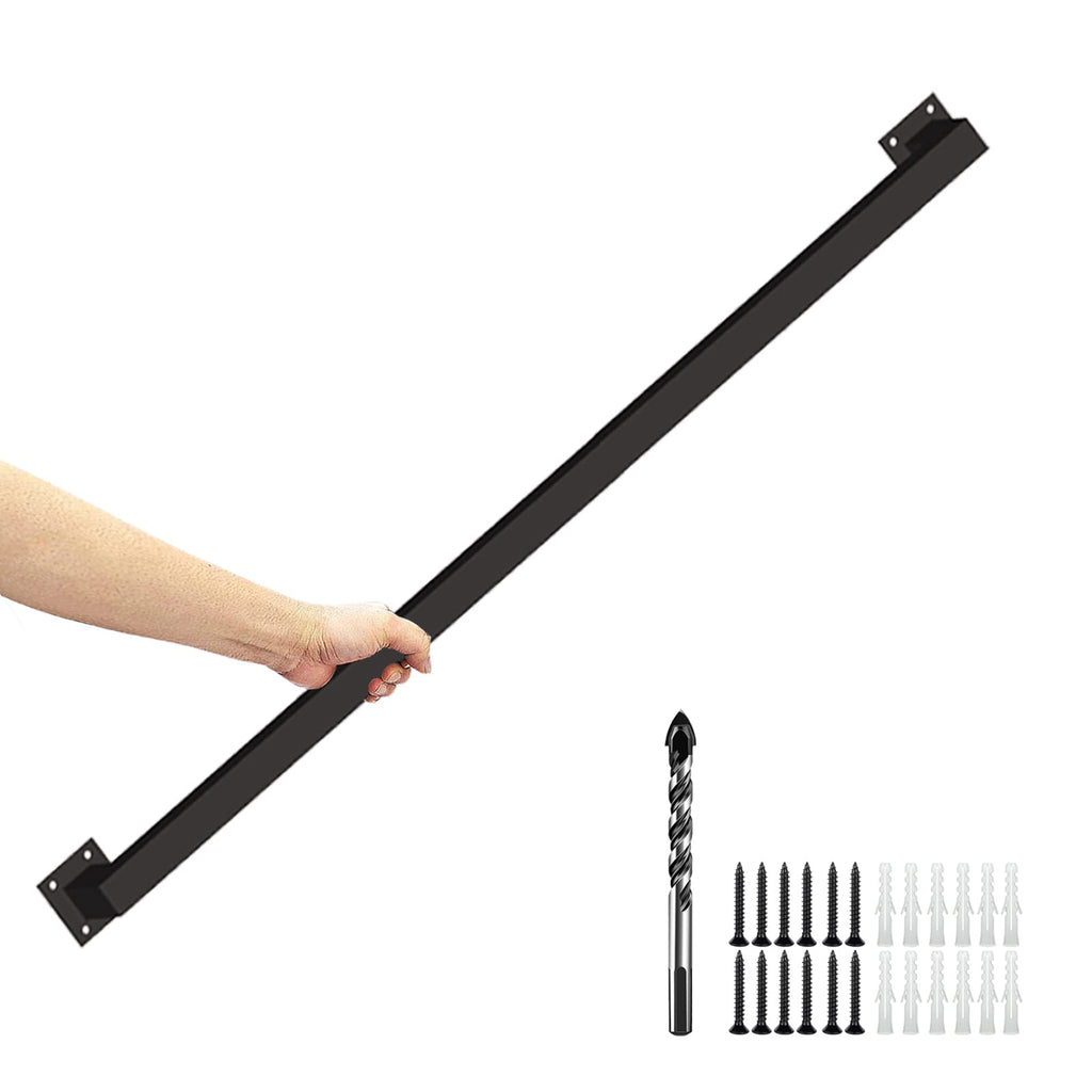 4FT Black Iron Hand Railing, Sturdy Safety Staircase Handrails Wall Mount, 500lbs Load Capacity Industrial Iron