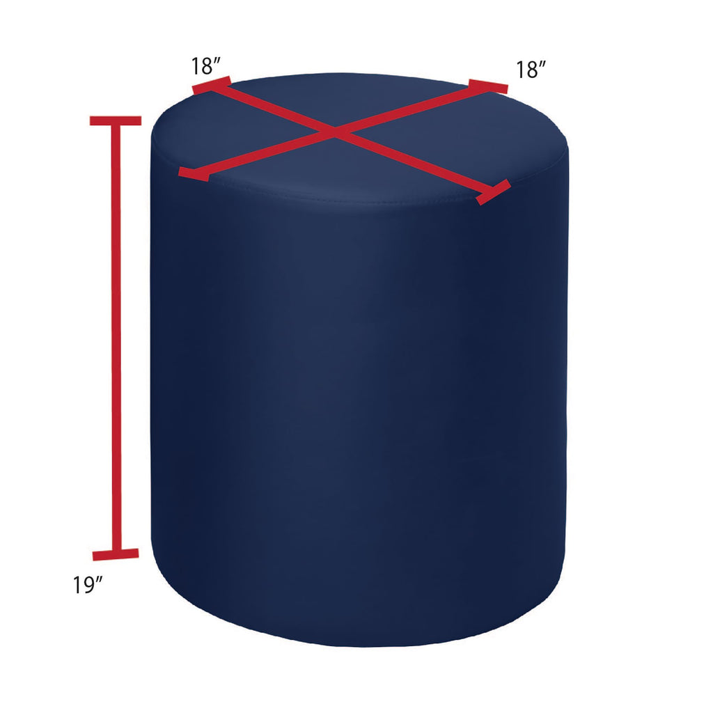 Logan Round Ottoman - 18" Navy Blue, Modern Upholstered Pouf, and Office - Stylish Accent Furniture, Soft Fabric