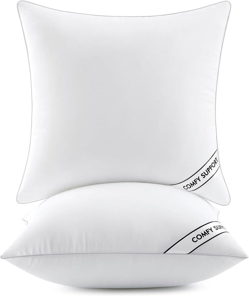 26x26 Inch Euro Pillows Inserts, Pack of 2 Down Alternative Virgin Filling Comfy Support Throw Pillows