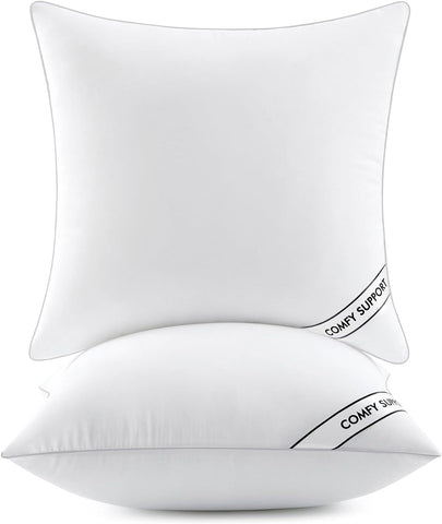 26x26 Inch Euro Pillows Inserts, Pack of 2 Down Alternative Virgin Filling Comfy Support Throw Pillows