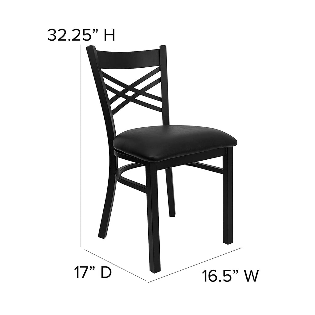Hercules Series "X" Back Metal Restaurant Chairs, Modern Upholstered Armless Dining Chairs for Restaurants/Kitchens