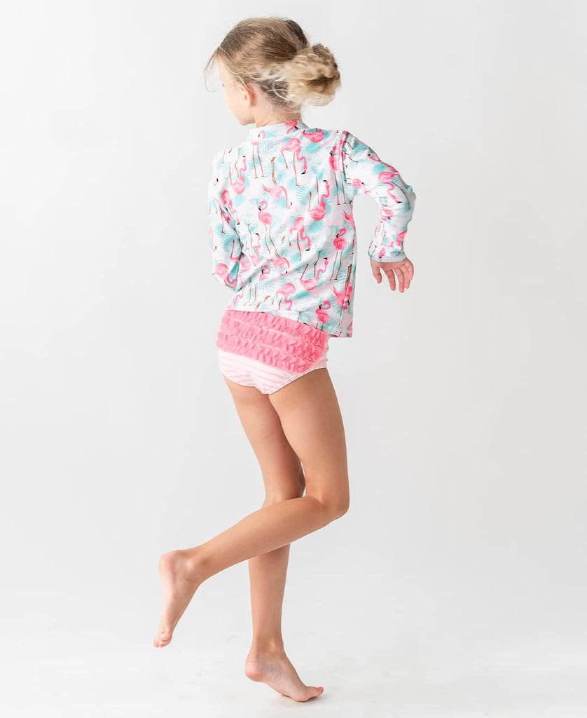 Girls Zipper Long Sleeve - Rash Guard Piece Swimsuit UPF 50+