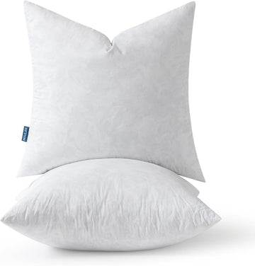16x16 Pillow Inserts 2 Pack,Feather Mix Polycotton Pillows - Set of 2