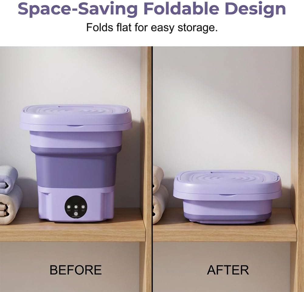 Portable Washing Machine,Foldable Mini Washer Travel Washing Machine,8L 3 Modes Upgraded Small Collapsible Laundry for