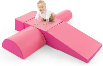 Piece Climb and Crawl Playset, Soft Climbing Foam Block Activity Play Structure Gym Equipment for Infant Baby