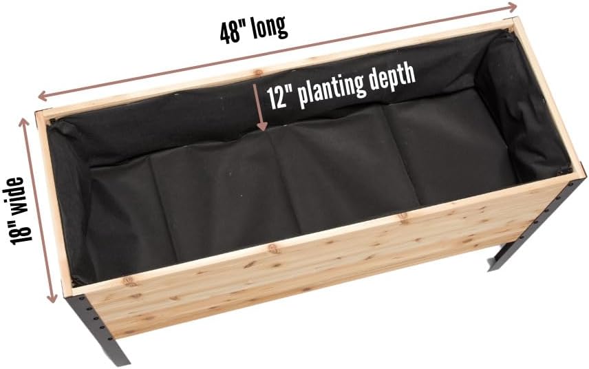 100% Canadian Cedar Wood Elevated Garden Bed for Gardening - Planter Pot to Grow Herbs Flowers, and Vegetables at