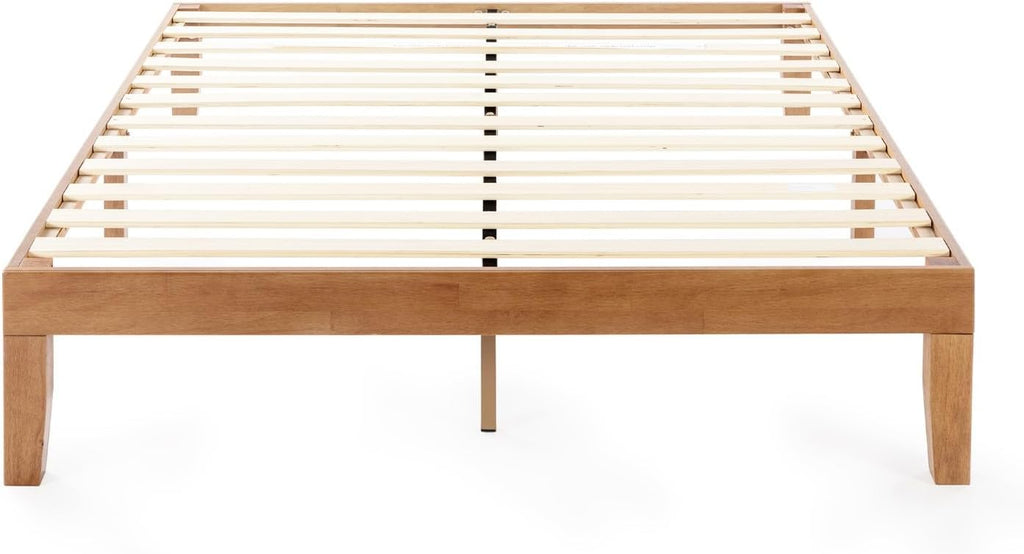 Naturalista Classic - 12 Inch Solid Wood Platform Bed with Wooden Slats, No Box Spring Needed, Easy Assembly, Queen