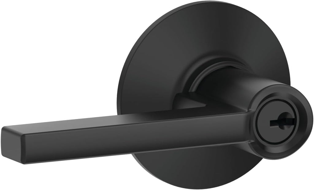 F51 V LAT 622 Latitude Door Lever, Keyed Entry Lock, Matte Black