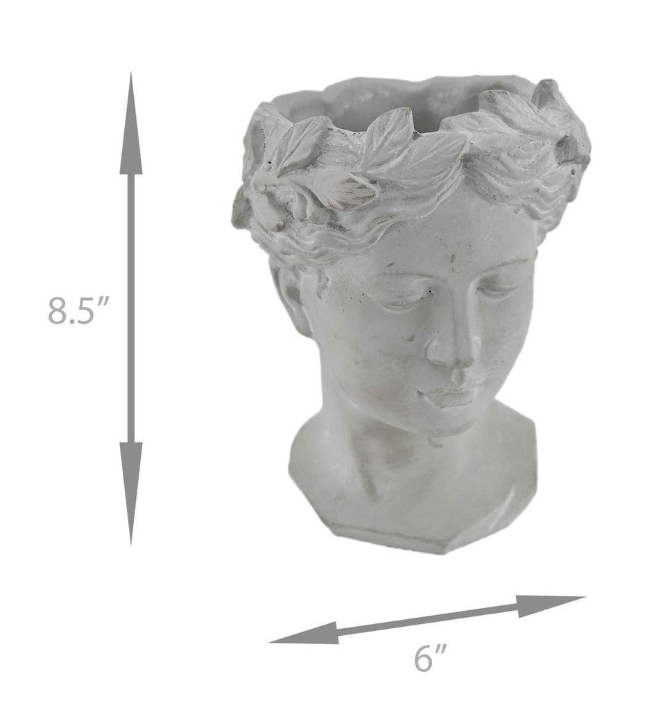 Classic Greek Grey Lady Indoor Outdoor Cement Head Planter
