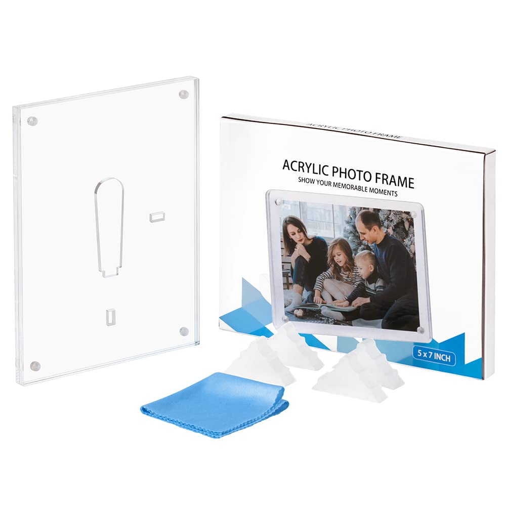 5x7 Acrylic Picture Frame, 5 Pack Clear Magnetic Picture Frame Desktop Display with Photo Frame Support Stand Best