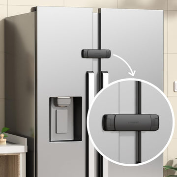 Mom's Choice Gold Awards Winner - 1 Pack Latest French Fridge Lock French Door Refrigerator/Freezer Lock Apply to Max