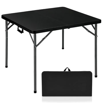 34" Square Folding Card Table, Fold in Half Heavy Duty Portable Table with Removable Legs and Carrying Handle, White