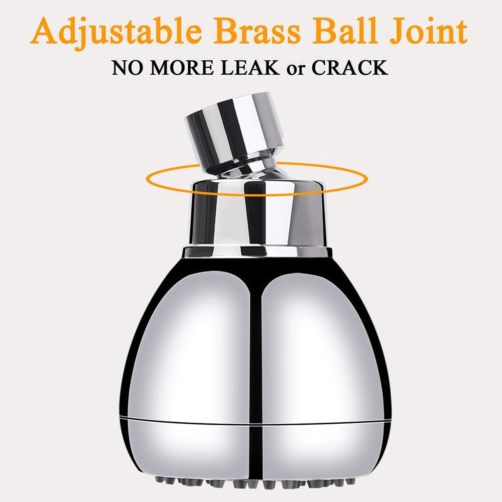 High Pressure Shower Head 3 Inches Anti-clog Anti-leak Fixed Showerhead Chrome with Adjustable Swivel Brass Ball Joint
