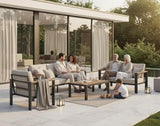 5-Piece Aluminum Outdoor Patio Furniture Set - Conversation | Graphite with Thick Cushions for Patio, Garden & Porch