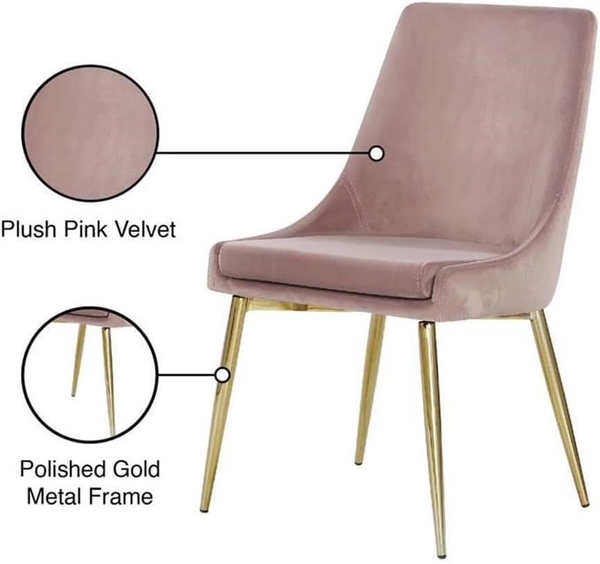 Modern, Contemporary Velvet Upholstered Dining Chair with Sturdy Metal Legs, Set of 2, 19.5" W x