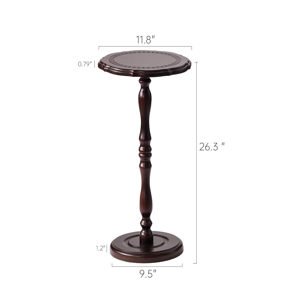 26.3" High Round Side Table, 100% Solid Wood Small Drink Table