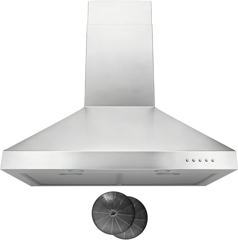 30 Inch Stainless Steel Wall Mount Range Hood LED Lights, Aluminum Filters, Convertible Ducted/Ductless