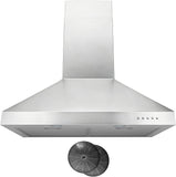 30 Inch Stainless Steel Wall Mount Range Hood LED Lights, Aluminum Filters, Convertible Ducted/Ductless