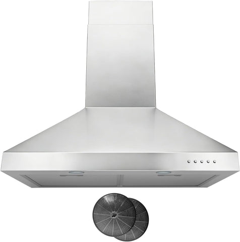 30 Inch Stainless Steel Wall Mount Range Hood LED Lights, Aluminum Filters, Convertible Ducted/Ductless