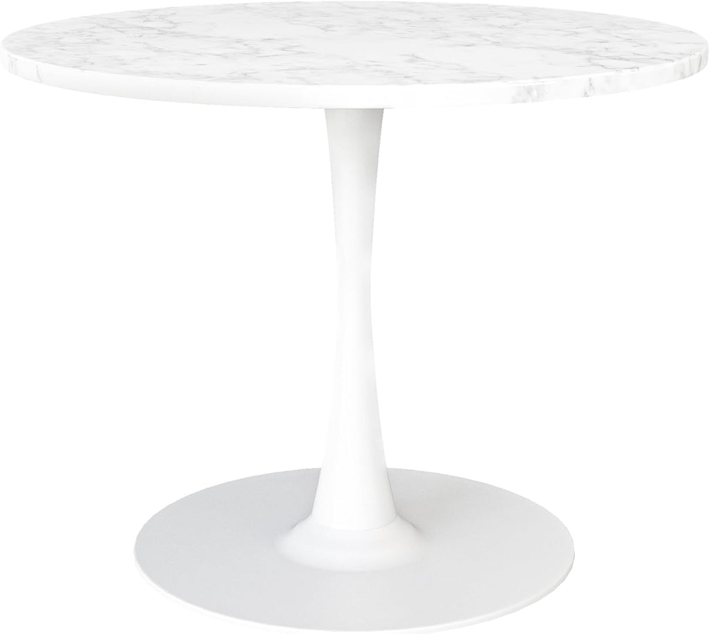 Inspired Saarinen Style Tulip Round Pedestal Dining Table — White Marble Top, 39.1″ Round