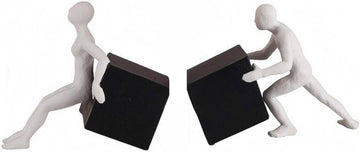 Abstract Figure Bookend Modern Bookend Set Decorative Book Holder Sculptural Book Stand Resin Construction with