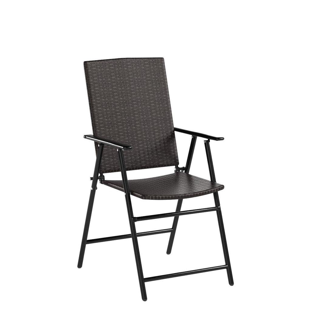 4 PCS Folding Patio Chair Set Outdoor Pool Lawn Portable Wicker Chair with Armrest & Footrest Durable Rattan Steel