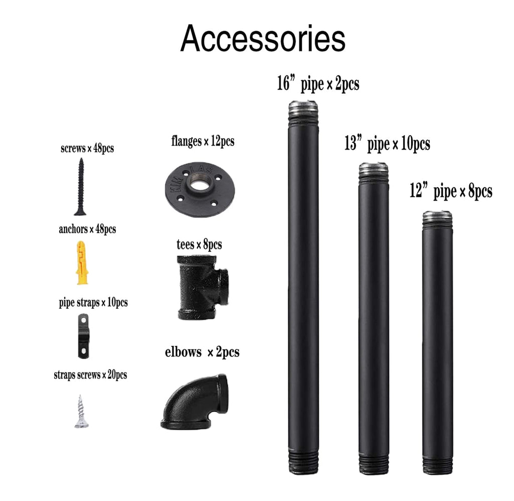 Industrial Wall Mount Iron Pipe Shelf Bracket, Retro DIY Open Bookshelf, Storage Shelves, Ceiling hung Shelves Kitchen