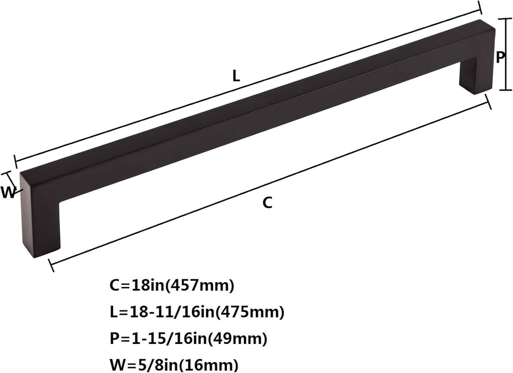 18 Inch Appliance Pull Matte Black Kitchen Square Cabinet Handles Solid Heavy Drawer Pulls Kitchen Cabinet