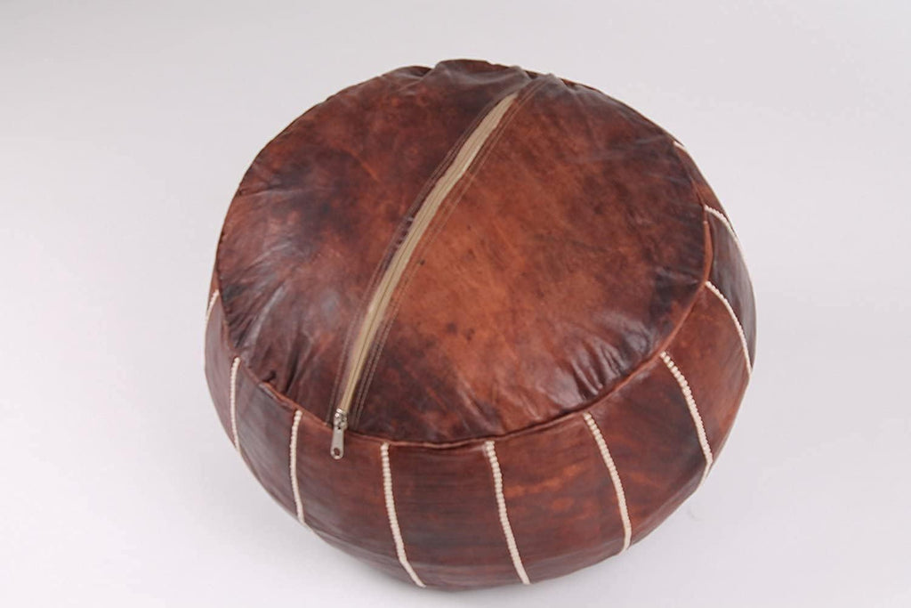 Premium Ottoman Pouf Cover, Ottoman Footstool Hassock 100% Real Natural Leather pouffe, Home Gifts, Wedding Gifts