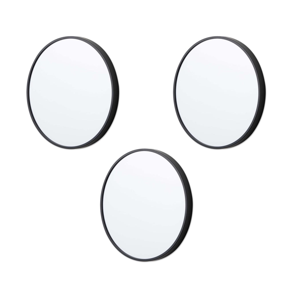 3‐Pack 10" Black Round Wall Mirror Set
