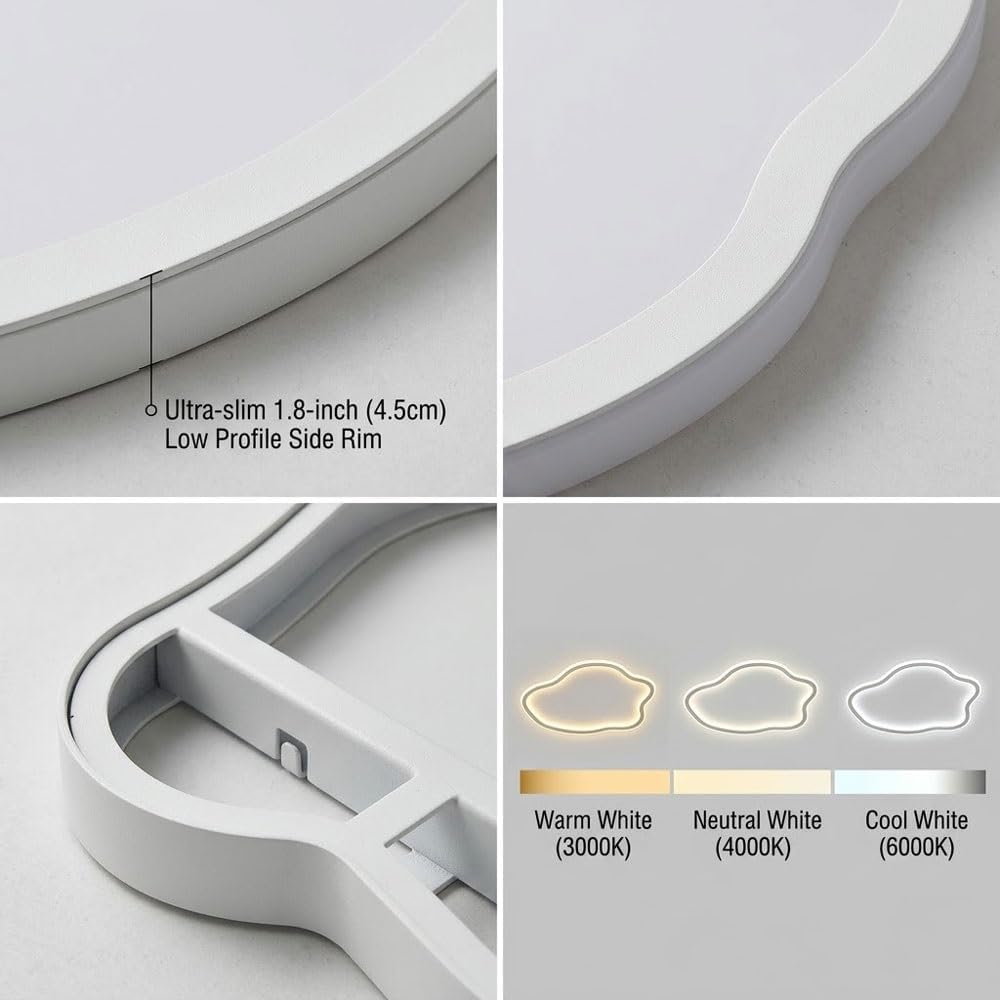 Minimalist Bedroom Cloud Flush Mount Ceiling Light, Modern White Bedroom Lamp, Creative Acrylic Ceiling Light Fixture