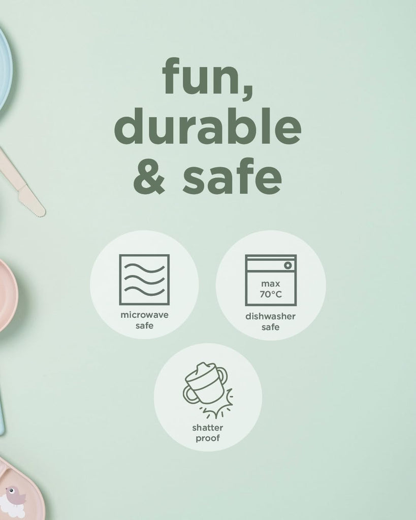 By Deer Foodie compartment plate - Croco - Green - Baby & Toddler Plate with 3 Sections - Non-Slip Base - BPA-Free