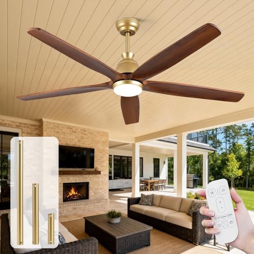 Savey'Sley 60" Ceiling Fan with LED Light and Remote - White Gold