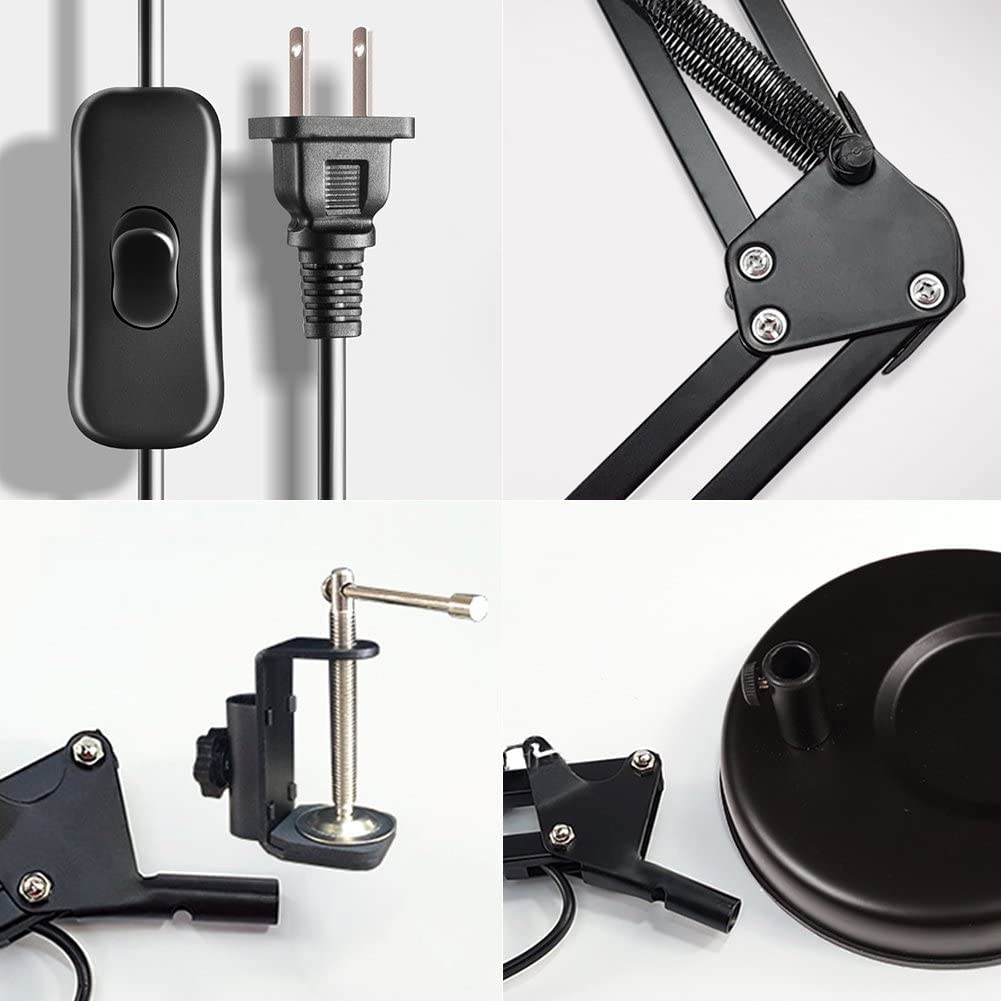 Metal Swing Arm Desk Lamps, Adjustable Architect Lamp, Black
