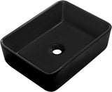 Black Vessel Sink,Rectangle 19"x15" Bathroom Sink Above Counter Porcelain Ceramic Small Sink Bowl Ceramic Vessel Sinks