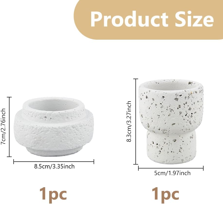 Styles Decorative Match Holder Concrete Cute Match Jar Beige Matchstick Organizer Modern Home Decor Gifts - Set of 2