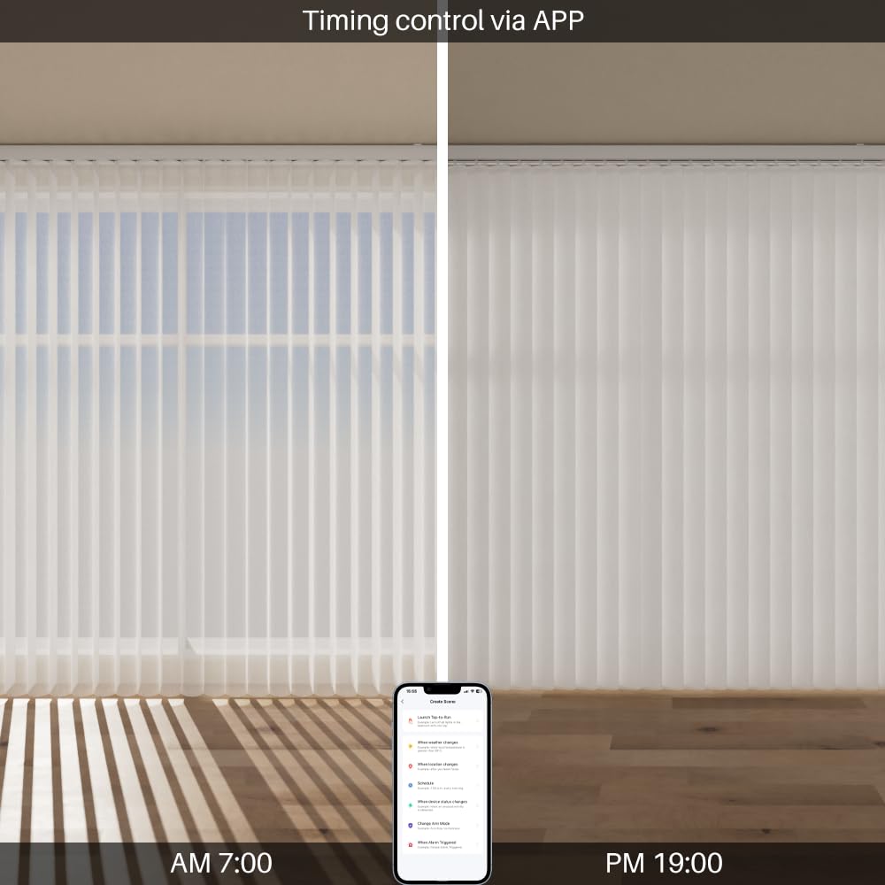 Motorized Sheer Vertical Blinds Work with Alex Google Home, Light Filtering Smart Vertical Blind Sliding Door Blinds