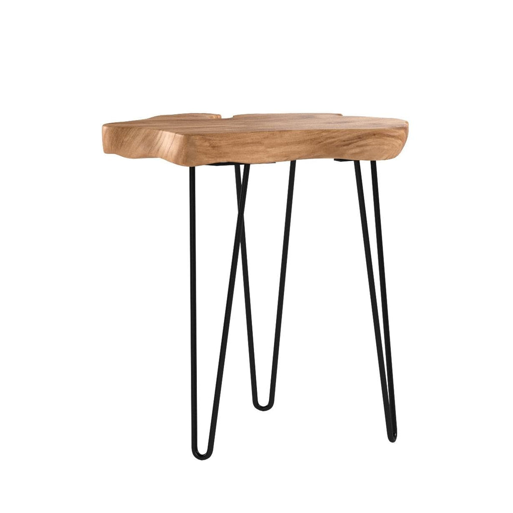 Live Edge Cedar End Table with Hairpin Legs, 20.5" H