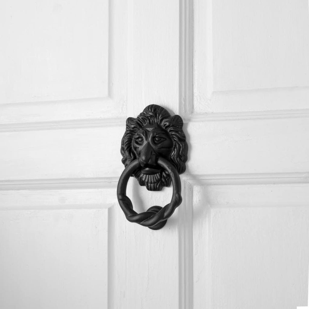 Pack of 2 Cast Iron Lion Door Knocker Black Finish 6.25" Front Entry Hardware