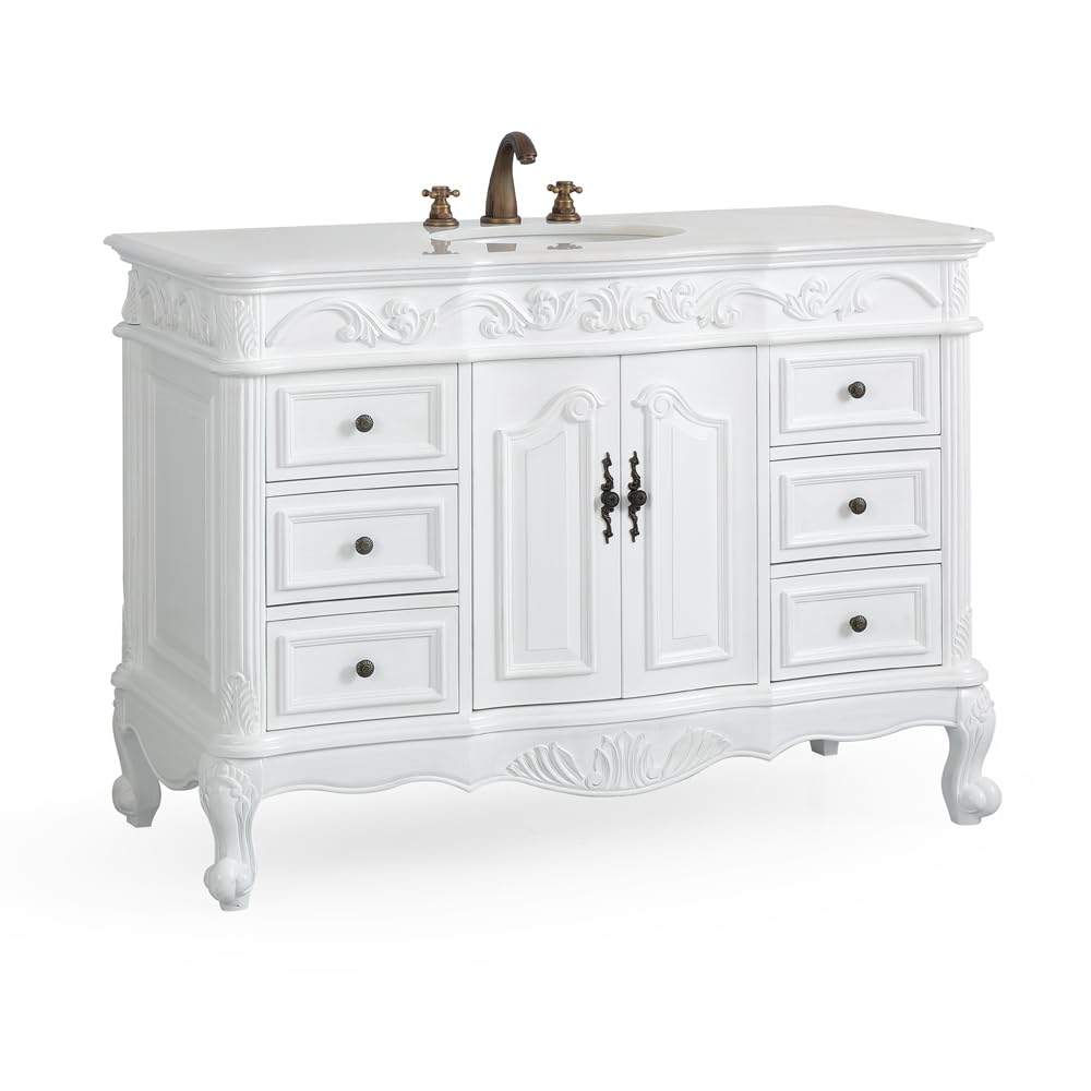 48" Traditional Style Antique White Beckham Bathroom Sink Vanity