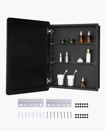 Medicine Cabinet, 24 x 30 inch, Medicine Cabinet with Mirror, Aluminum Frame Bathroom Wall Cabinet, 2-Layer