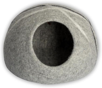 Felt Cat Cave - 17x17x12 in Merino Wool Cat Bed for Indoor Cats, Hideaway Pod (Gray, up to 20 lb)